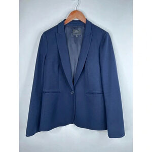J Crew Tall Parke Blazer Navy Blue Bi-Stretch Cotton Classic Preppy Size 10 Tall